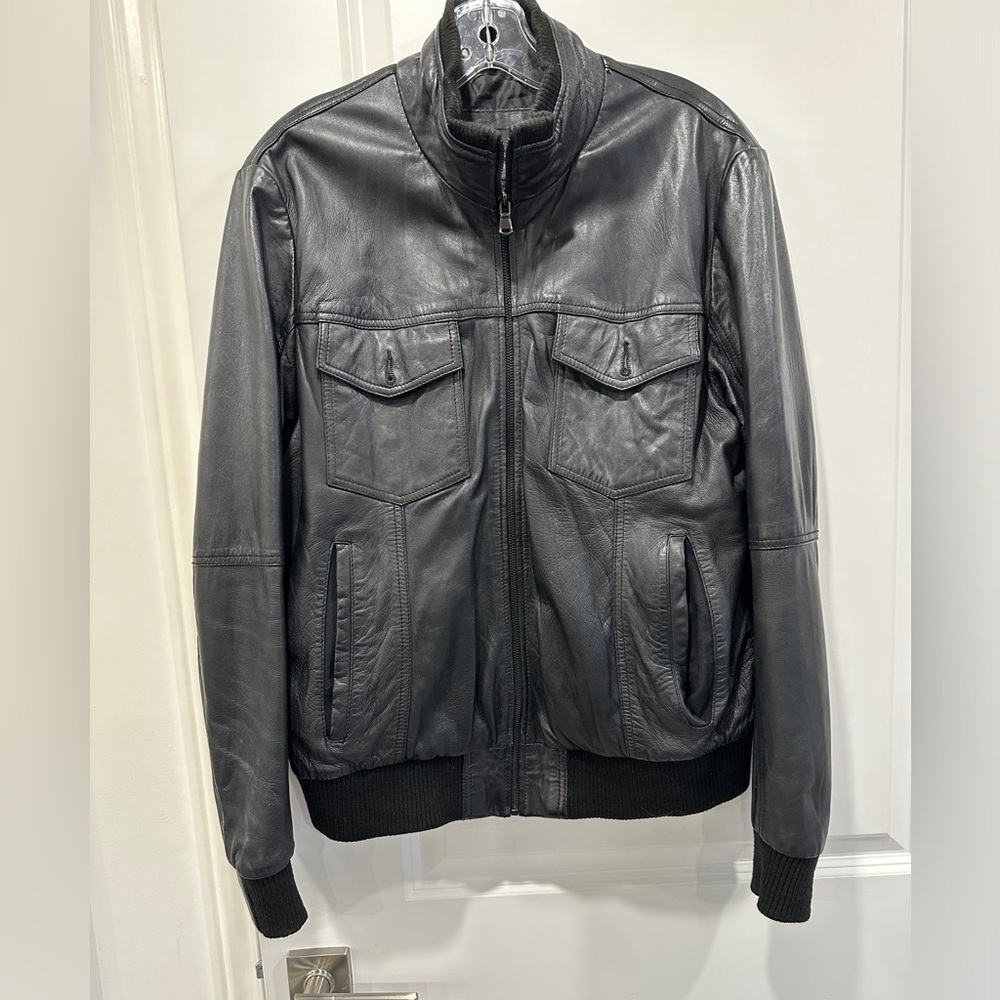 Black leather jacket for men Zara - Picture 1 of 8